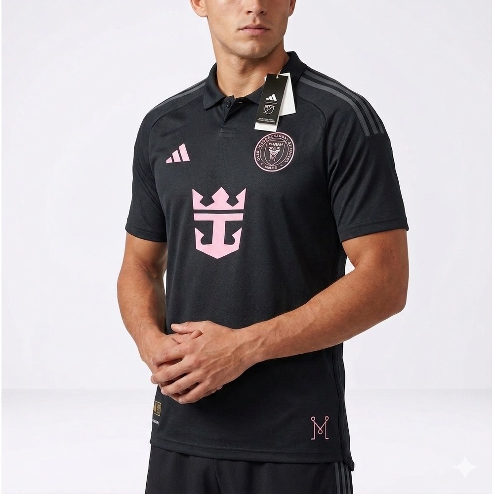 Adidas Inter Miami Away Jersey Messi 10 Black Pink Slim Fit Medium NWT - Picture 1 of 12